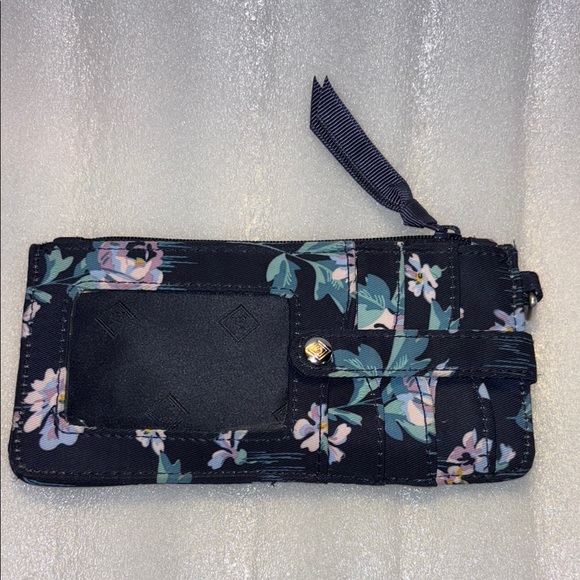 Vera Bradley Ultimate Card Case in Performance Twill Navy Garden - Picture 1 of 7